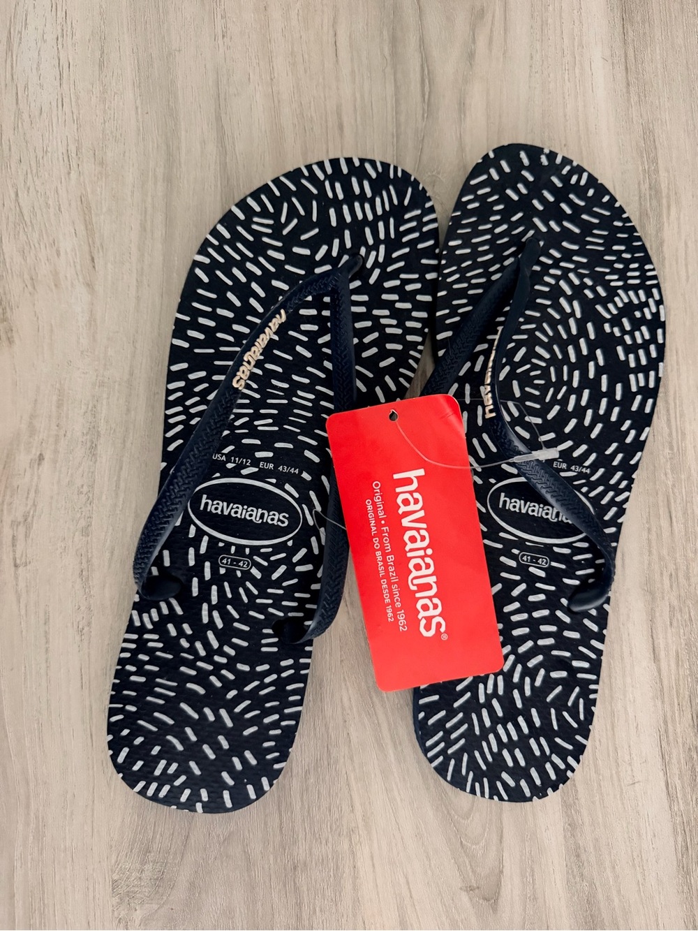 Havaianas Navy & White Patterned Flip Flops